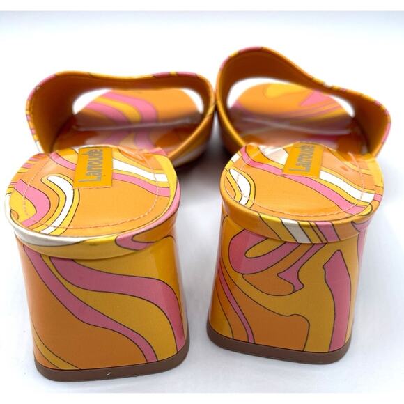 Larroude Brigitte Patent Wave Sun Retro Swirl Patent Leather Slides Size 7.5 - Picture 7 of 9